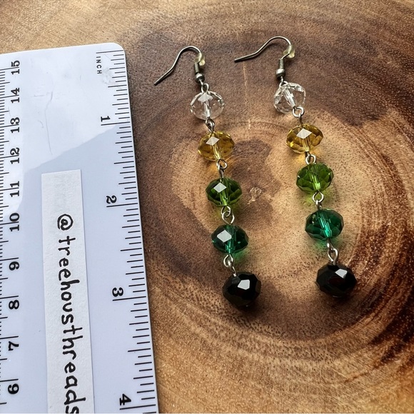 Glass Multicolor Crystal Beaded Dangle Drop Earrings - Picture 4 of 4